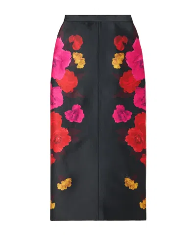 Erdem Floral Pattern Skirt In Black