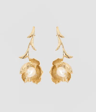 Erdem Embellished Drop Earrings In Gold