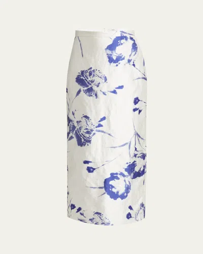 ERDEM FLORAL PENCIL MIDI SKIRT