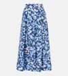 Erdem Pleated Cotton Midi Skirt In Blau