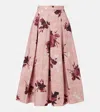 Erdem Womens Rose Slipper Pink Floral-print Pleated Cotton Midi Skirt In Pink