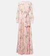 ERDEM FLORAL PLEATED VOILE GOWN