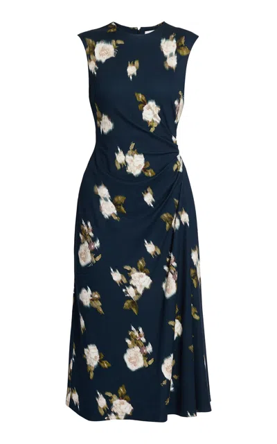 Erdem Floral Ponte Midi Dress In Blue