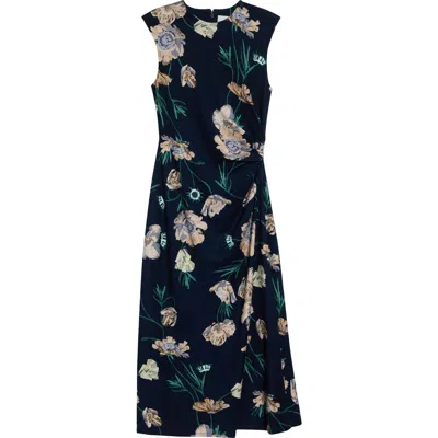 Erdem Floral Ponte Midi Dress In Blue