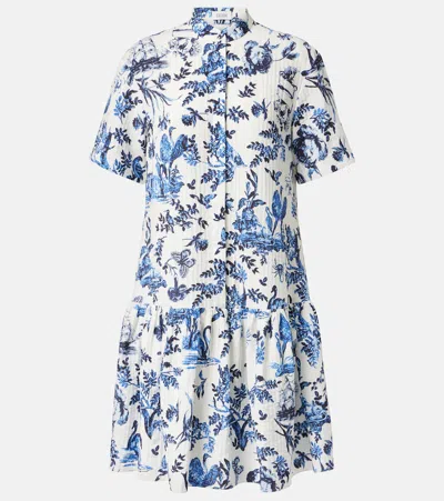 Erdem Floral Poplin Minidress In Blue