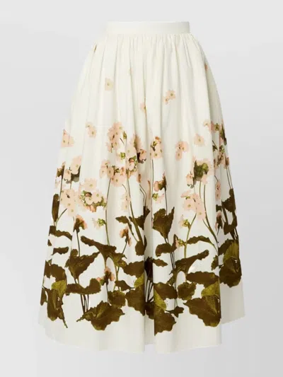 Erdem Floral Print A-line Midi Skirt In White