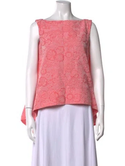 Pre-owned Erdem Floral Print Bateau Neckline Blouse In Pink