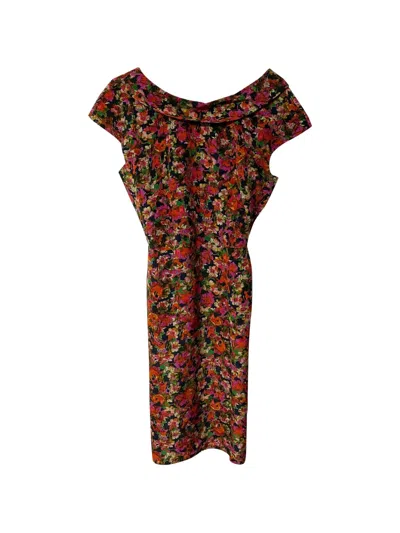 Pre-owned Erdem Floral-print Belted Mini Dress In Black