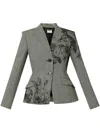 Erdem Checked Wool-blend Blazer In 黑色