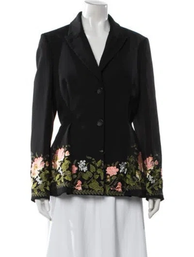 Pre-owned Erdem Floral Print Blazer In Black