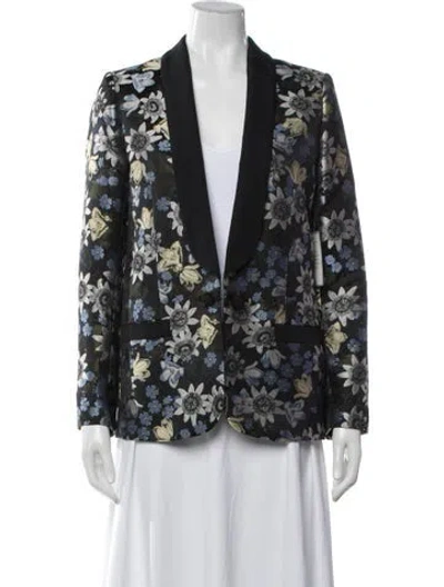 Pre-owned Erdem Floral Print Blazer W/ Tags In Black