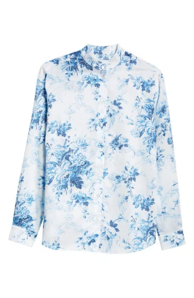 Erdem Floral Print Button-up Shirt In Antique Print Blue