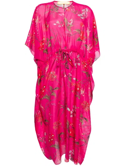 Erdem Floral-print Cotton-blend Dress In Pink