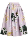 Erdem Floral-print Cotton-blend Midi Skirt In Purple