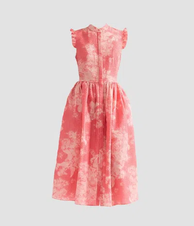 Erdem Floral Print Cotton Fit And Flared Midi Dress In Animal Print