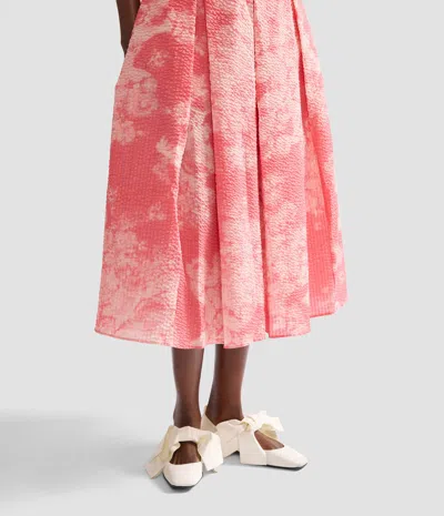 Erdem Floral Print Cotton Midi Full Skirt In Multi