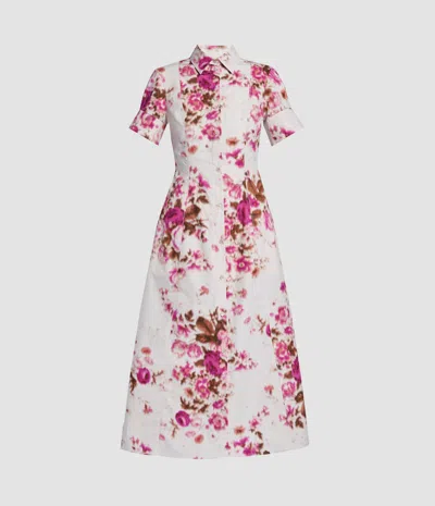 Erdem Floral Print Cotton Midi Shirt Dress In Blue
