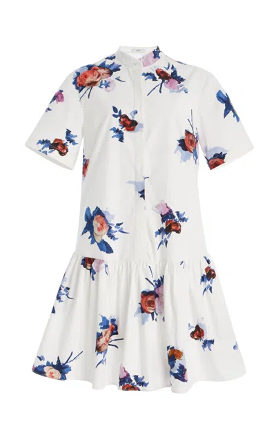 Erdem Floral-print Cotton Mini Dress In White