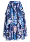 Erdem Womens Artist Garden Cobalt Floral Pleated Cotton-poplin Midi Skirt In Blue
