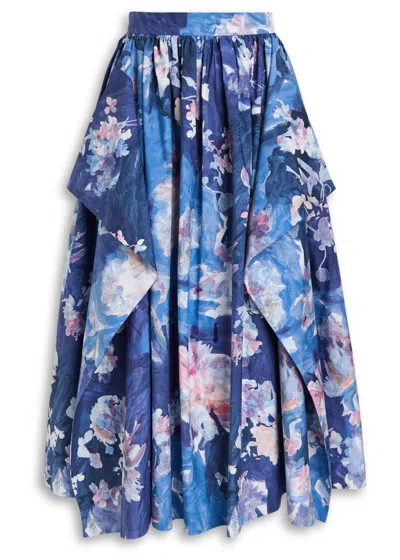 Erdem Floral-print Cotton-poplin Midi Skirt