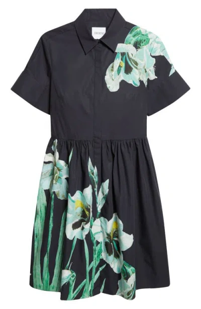 Erdem Floral Print Cotton Shirtdress In Blue