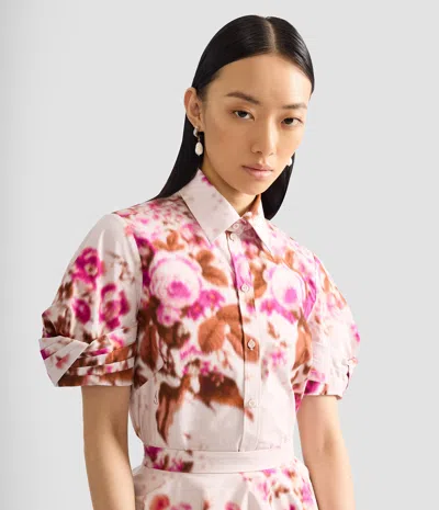 Erdem Floral Print Cotton Short Sleeve Shirt In Multi