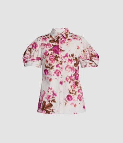 Erdem Floral Print Cotton Short Sleeve Shirt In Multi