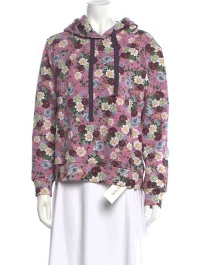 Pre-owned Erdem Floral Print Crew Neck Hoodie In Pink