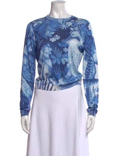 Pre-owned Erdem Floral Print Crew Neck Sweater In Blue