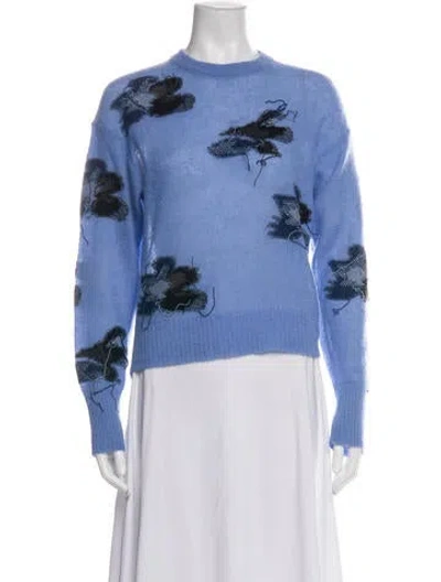 Pre-owned Erdem Floral Print Crew Neck Sweater In Blue