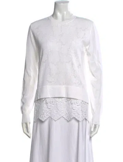 Pre-owned Erdem Floral Print Crew Neck Sweater In White