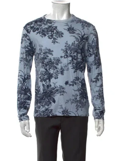 Pre-owned Erdem Floral Print Crew Neck T-shirt In Blue
