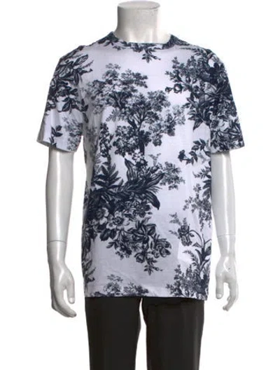 Pre-owned Erdem Floral Print Crew Neck T-shirt In Blue/white