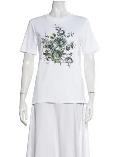 Pre-owned Erdem Floral Print Crew Neck T-shirt In White
