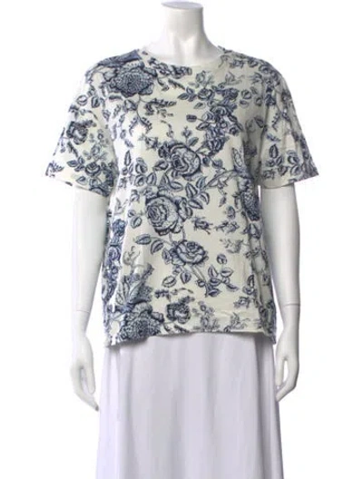 Pre-owned Erdem Floral Print Crew Neck T-shirt In White