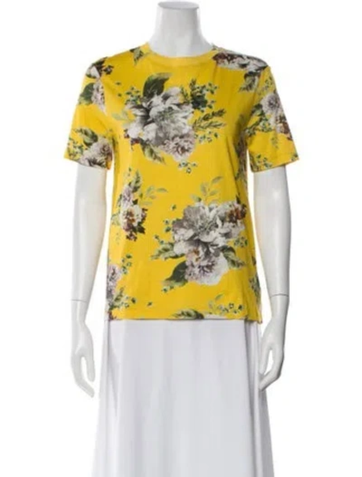 Pre-owned Erdem Floral Print Crew Neck T-shirt In Yellow