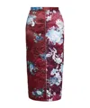 Erdem Floral-print Crinkled Duchesse-satin Midi Skirt In Burgundy