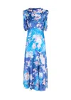 Erdem Womens Artist Garden Cobalt Crinkled Sleeveless Woven Midi Dress In Blue