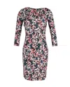 Erdem Floral Print Dress In Black Cotton In Black