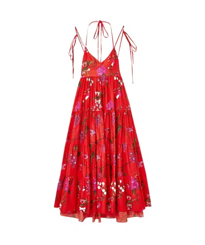 Erdem Floral Print Dress In Red