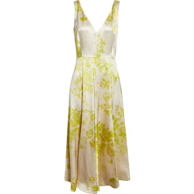 Erdem Floral Print Duchesse Satin Fit & Flare Gown In Multi