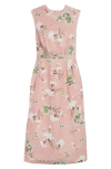 Erdem Floral Print Faille Sheath Dress In Marguerite Floral Pink