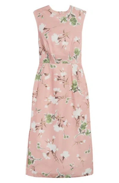 Erdem Floral Print Faille Sheath Dress In Marguerite Floral Pink