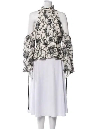Pre-owned Erdem Floral Print Halterneck Blouse In Multi