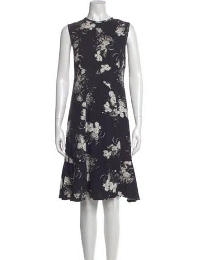Pre-owned Erdem Floral Print Knee-length Dress In Black