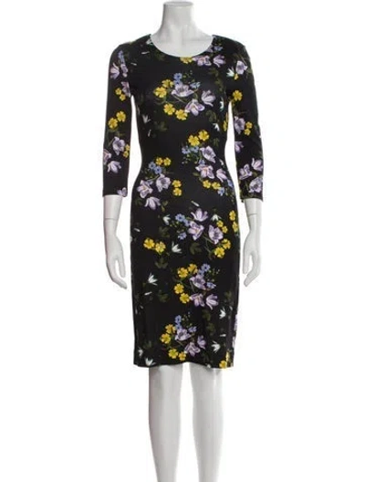 Pre-owned Erdem Floral Print Knee-length Dress In Black