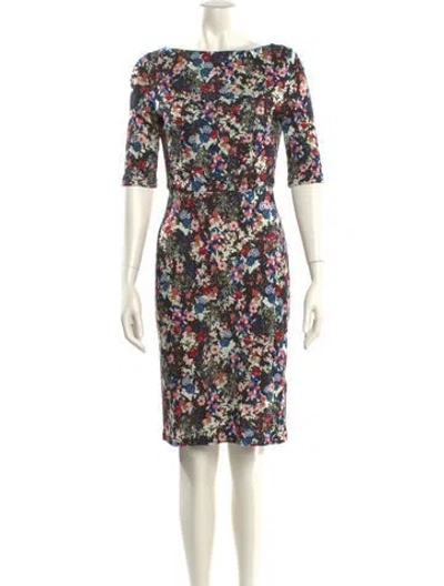 Pre-owned Erdem Floral Print Knee-length Dress In Black