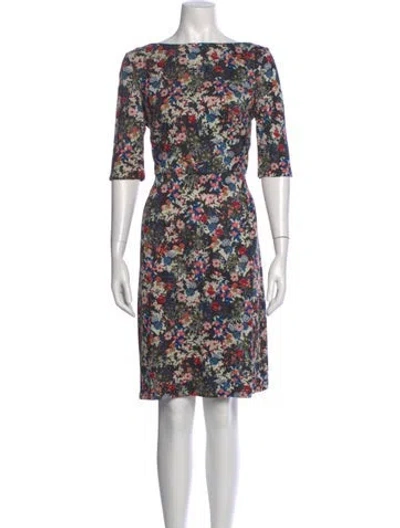 Pre-owned Erdem Floral Print Knee-length Dress In Black