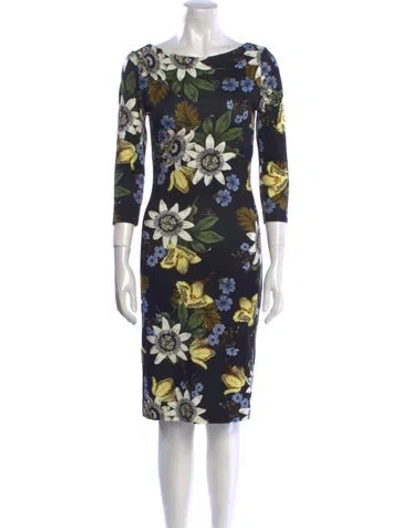 Pre-owned Erdem Floral Print Knee-length Dress In Black
