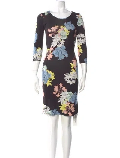 Pre-owned Erdem Floral Print Knee-length Dress In Black